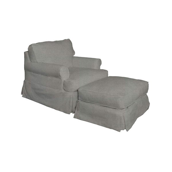 Sunset Trading Horizon T-Cushion Chair &amp; Ottoman Slipcover Set - Gray SU-117620SC-30-391094